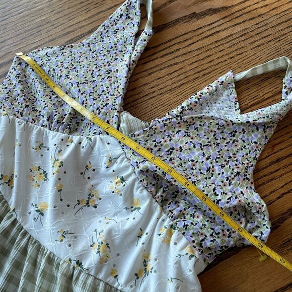 ASOS Design Maternity Mixed Print Tiered Smock Playsuit With Tie Back Detail SZ - Picture 8 of 12